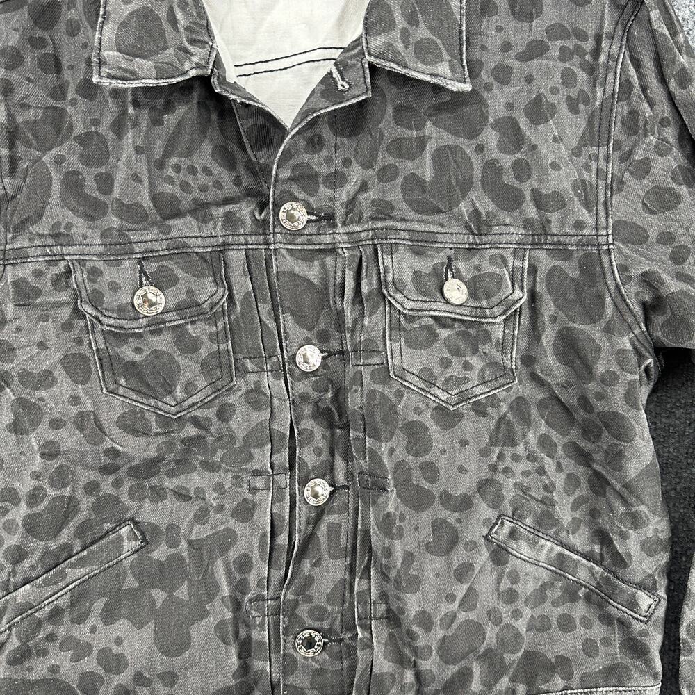 Half Evil 333 Men's Black and Gray Spotted Denim Jacket Retro Streetwear Small - Picture 6 of 6